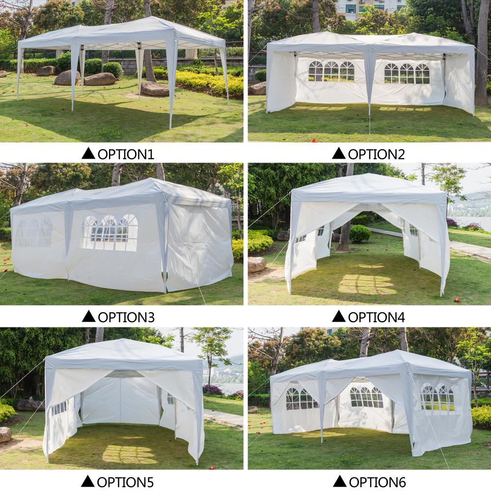 Zimtown 10'x20' Pop up Tent Folding Backyard Canopy White W/6 Side