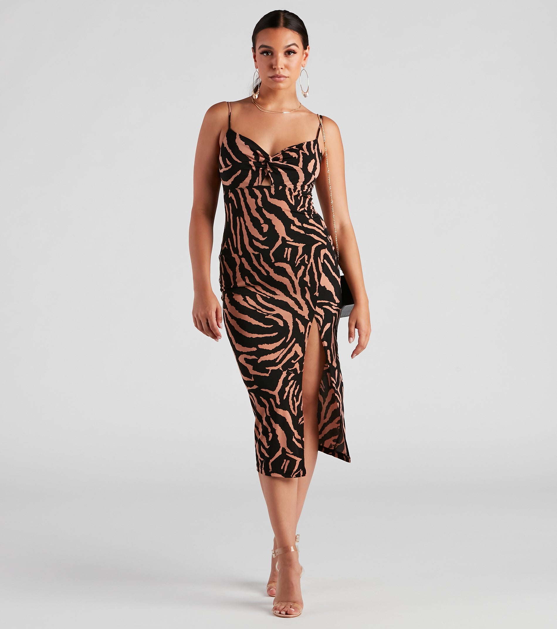 So Sleek Zebra Print Midi Dress