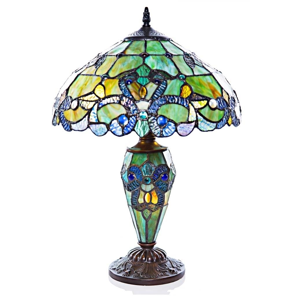 Gracewood Hollow  Khelladi 20"H Stained Glass Multicolored Magna Carta Table Lamp - 14"L x 14"W x 20"H