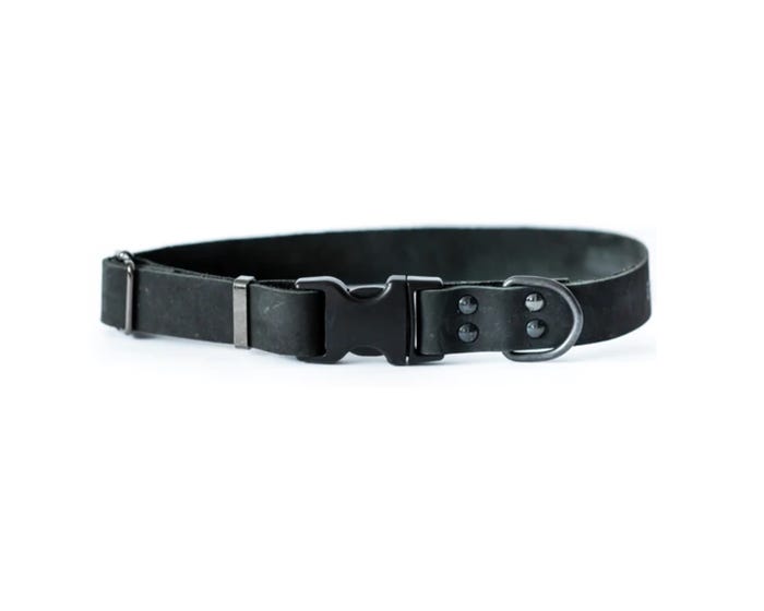 Euro Dog Sport Style Soft Leather Dog Collar， Black， Medium - SMBL