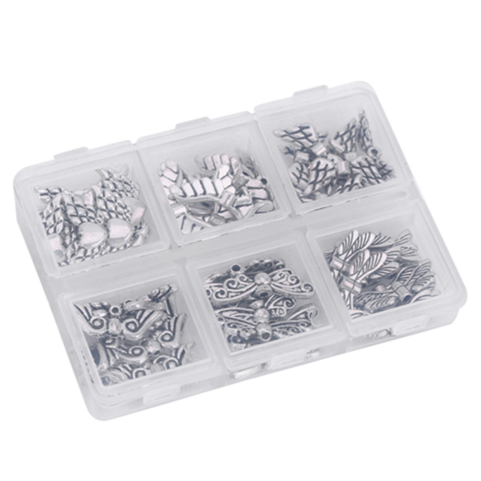 60pcs 14-26mm Angel Wing Beads Lot Diy Jewelry Findings Making Supplies With Storage Box