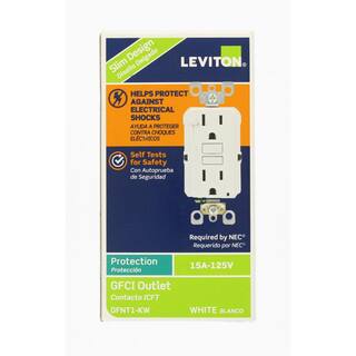 Leviton 15 Amp Self-Test SmartlockPro Slim Duplex GFCI Outlet， White R02-GFNT1-0KW