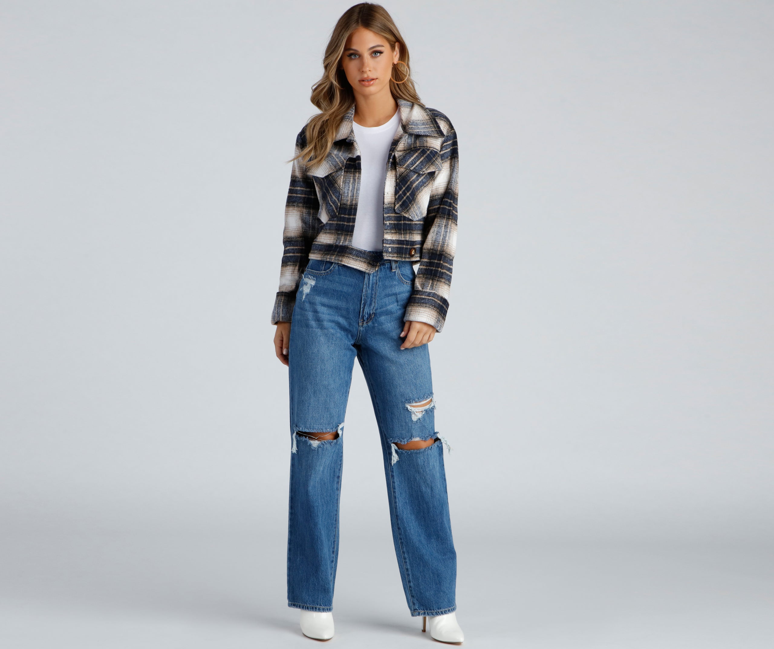 Classic Casual Distressed Boyfriend Jeans