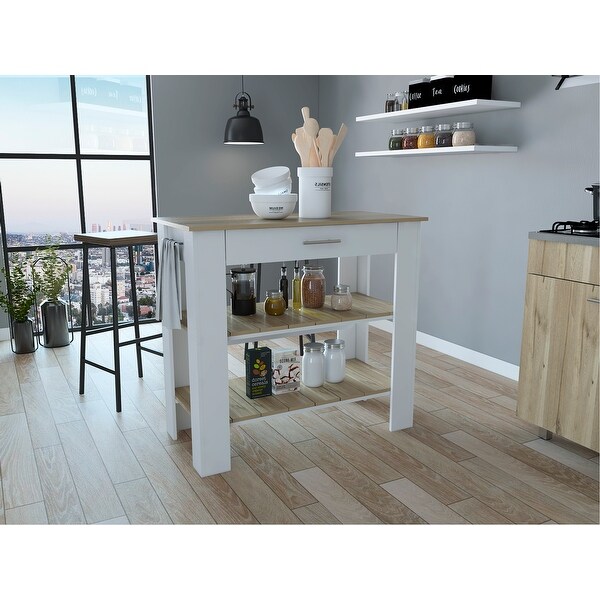 Brooklyn 40 Kitchen Island with 2 Shelves and 1 Drawer - - 33018814