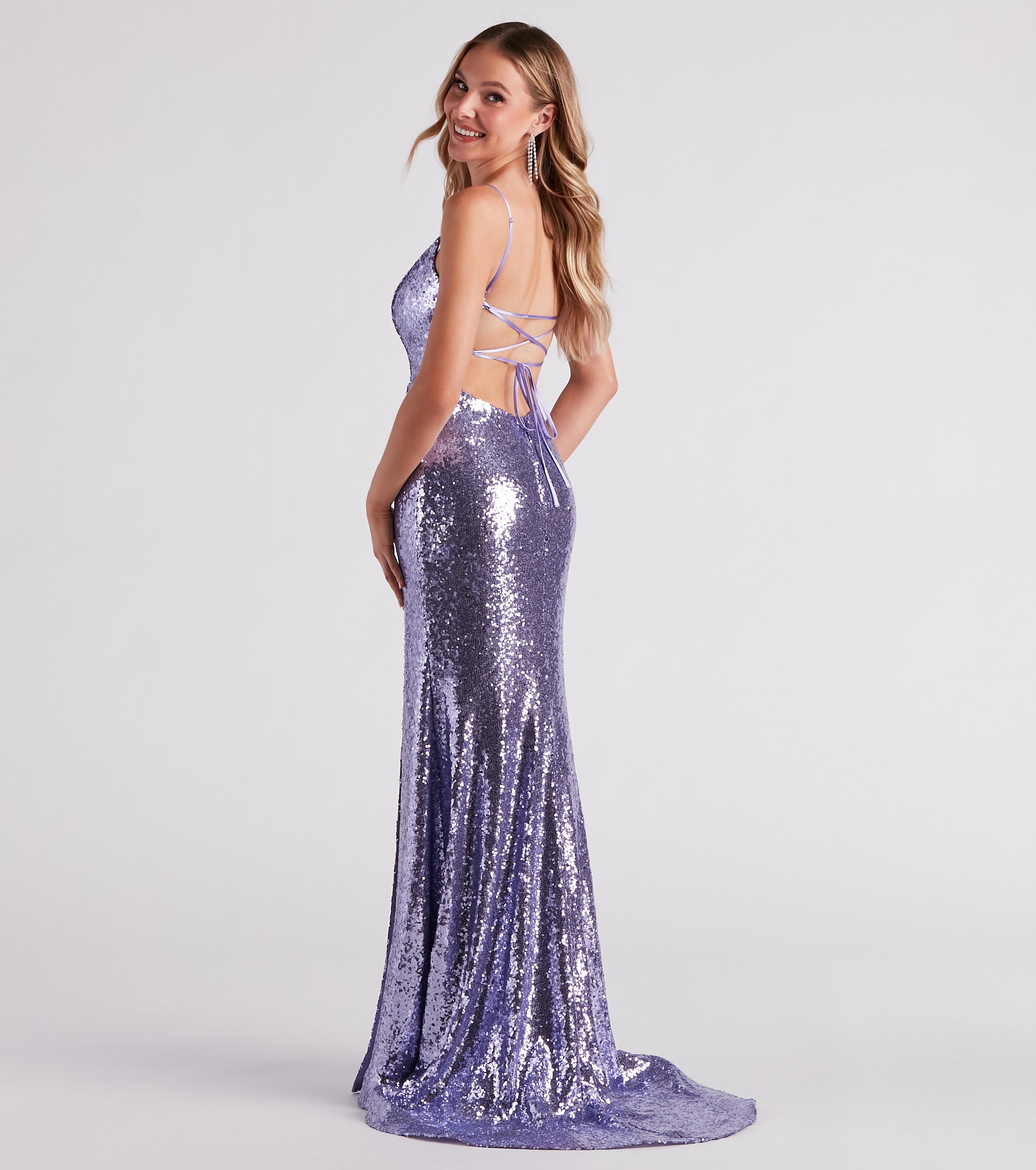Kellie Formal Sequin Lace-Up Dress