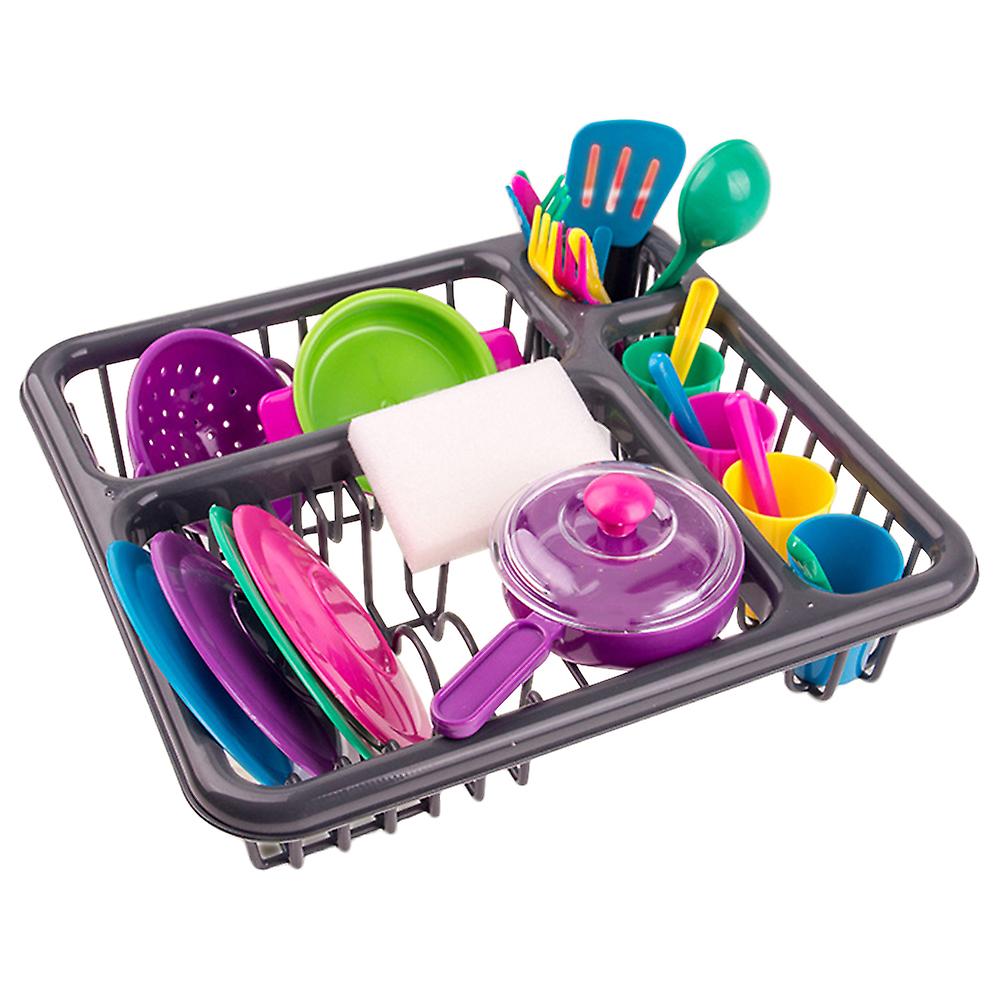 27pcs Kitchen Toys Set Mini Kitchenware Tableware Utensils Pots Stove Cooking Food Fun Cookware For Kids