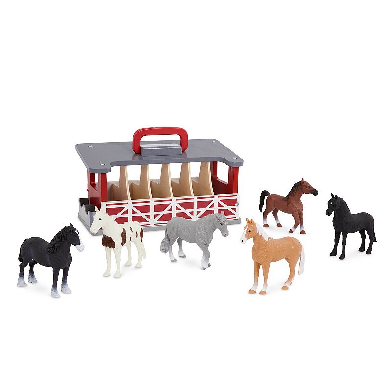 Terra by Battat Carry and Go Wooden Horse Stable Playset