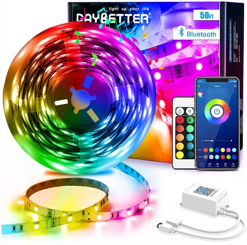 Daybetter LED 50ft Smart Light Strips， Music Sync Color Changing Lights