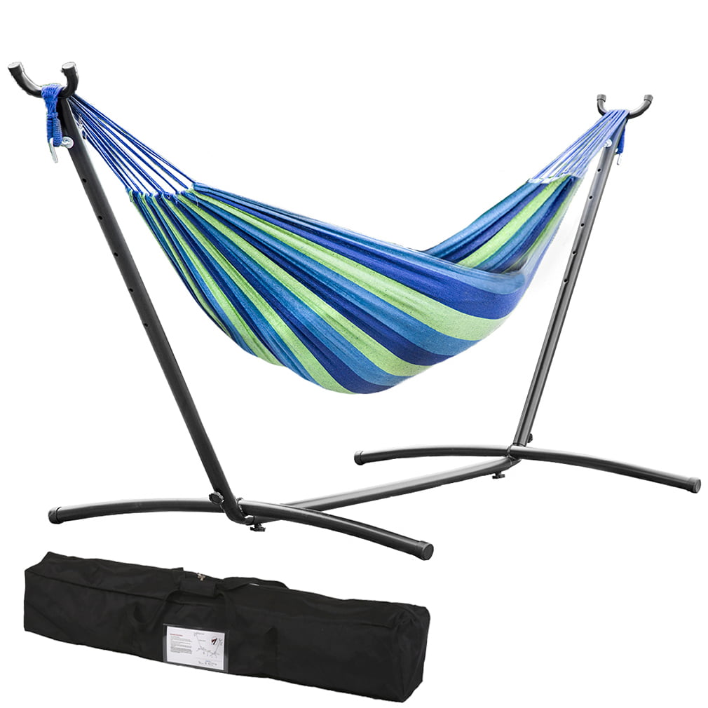 FDW Hammock Stands,Portable Hammock Stand Heavy Duty Steel Stand for Outdoor Patio or Indoor with Portable Carrying,Blue