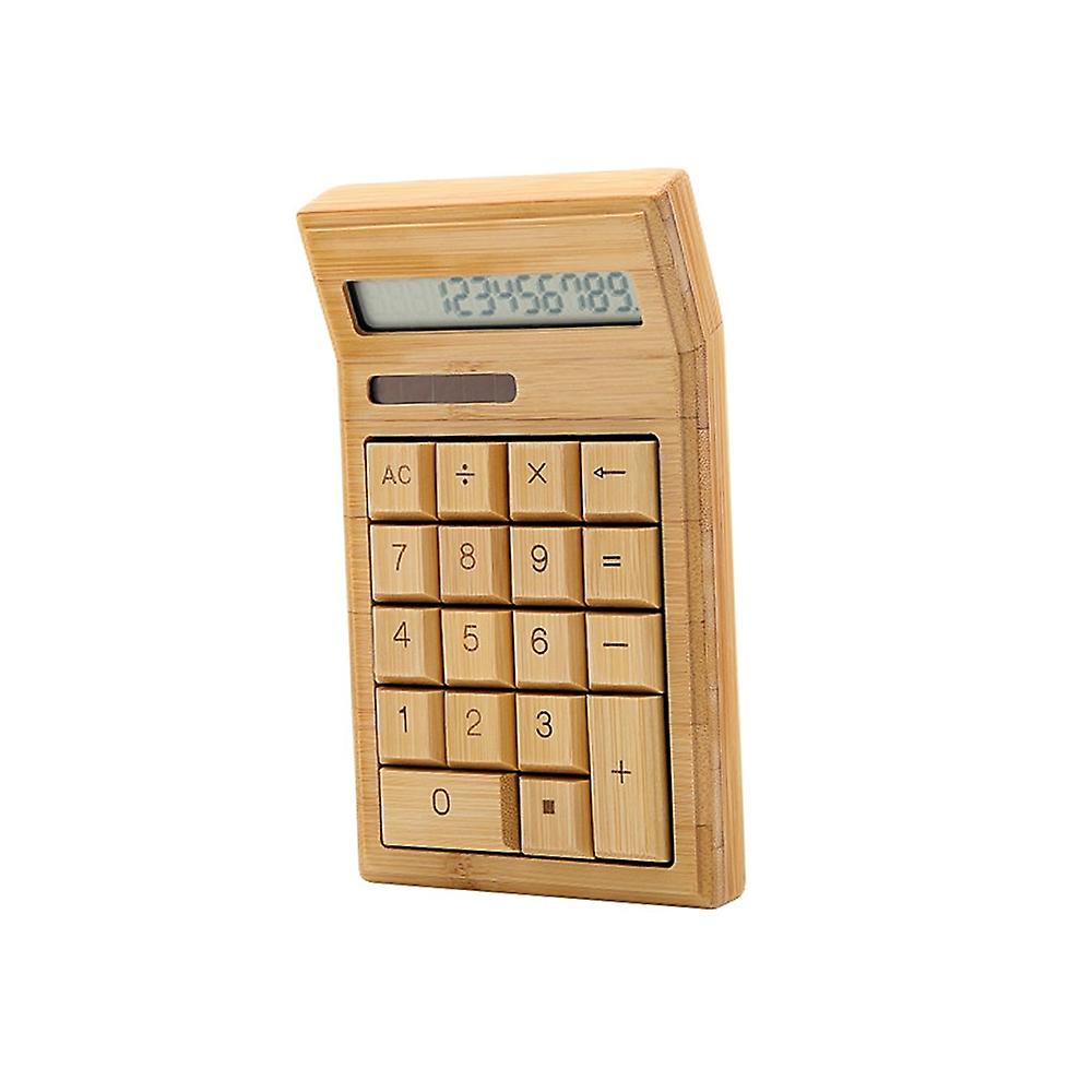 Eco-friendly Bamboo Electronic Calculator Counter Standard Function 12 Digits Solar and Battery Dual Powered For Home Office School Retail Store