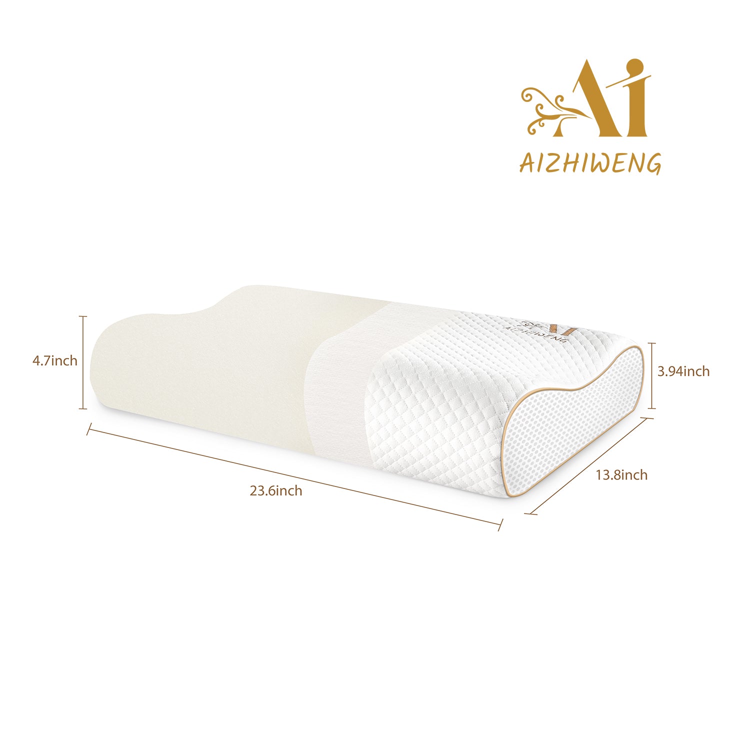 AIZHIWENG Memory Foam Contour Pillow, Cervical Support Pillow for Sleeping, Queen Size White