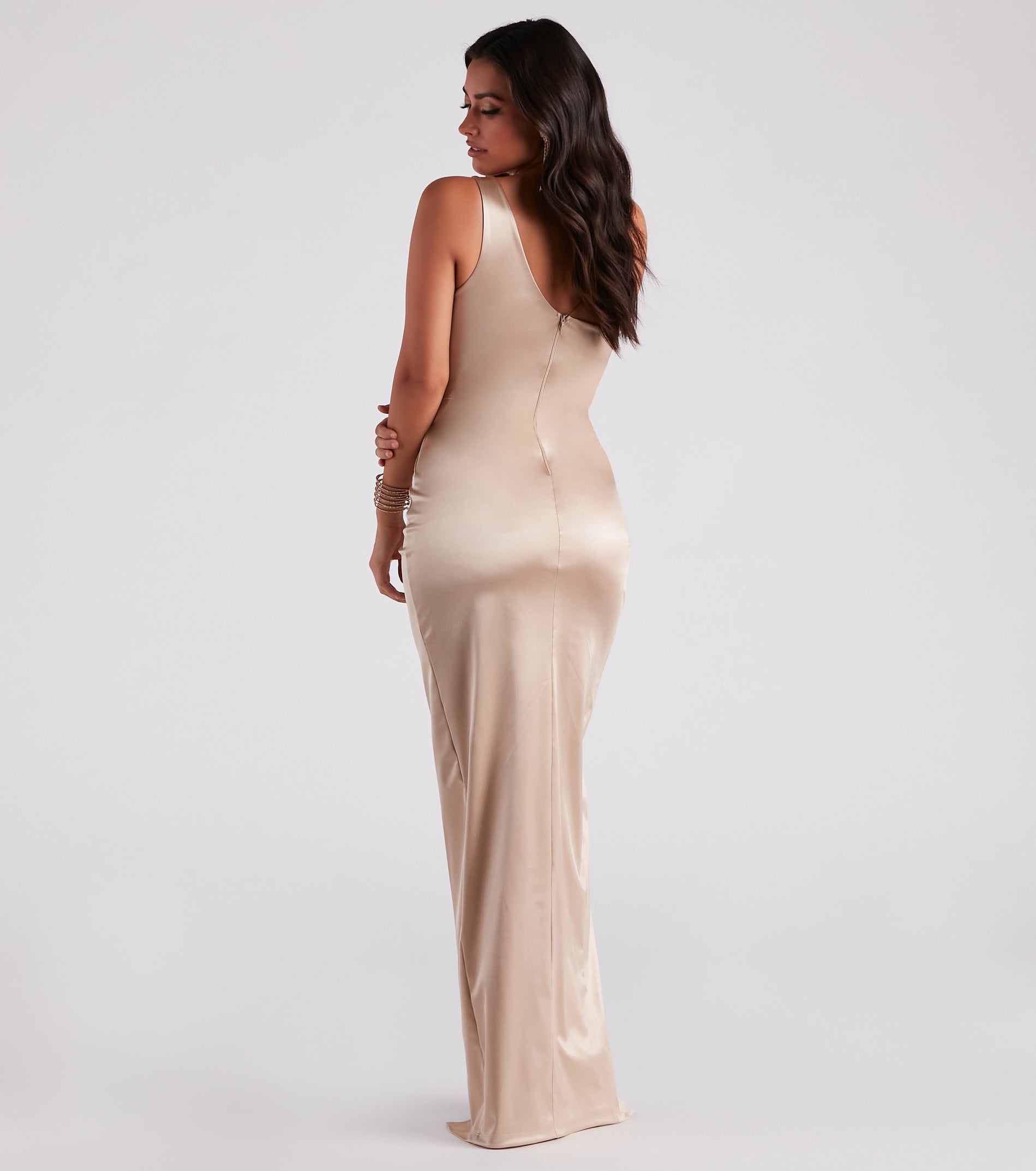 Isla Satin One-Shoulder Wrap Dress