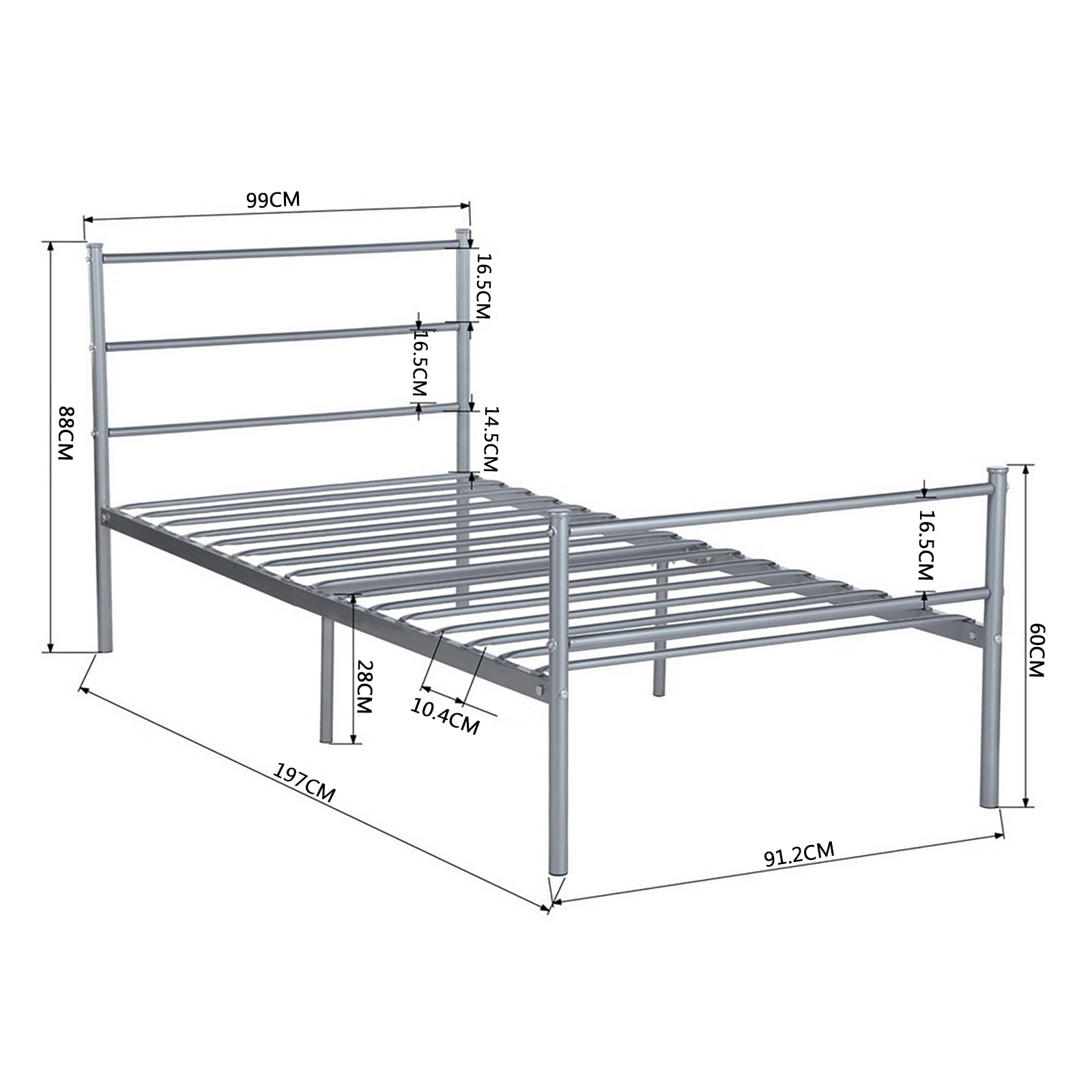 Voilamart Metal Twin Bed Frames No Box Springs Needed 6 Legs Single Bed with Headboard and Footboard Twin Size Bed Frame Heavy Duty Platform Mattress Foundation for Kids Adult, Silver Gray