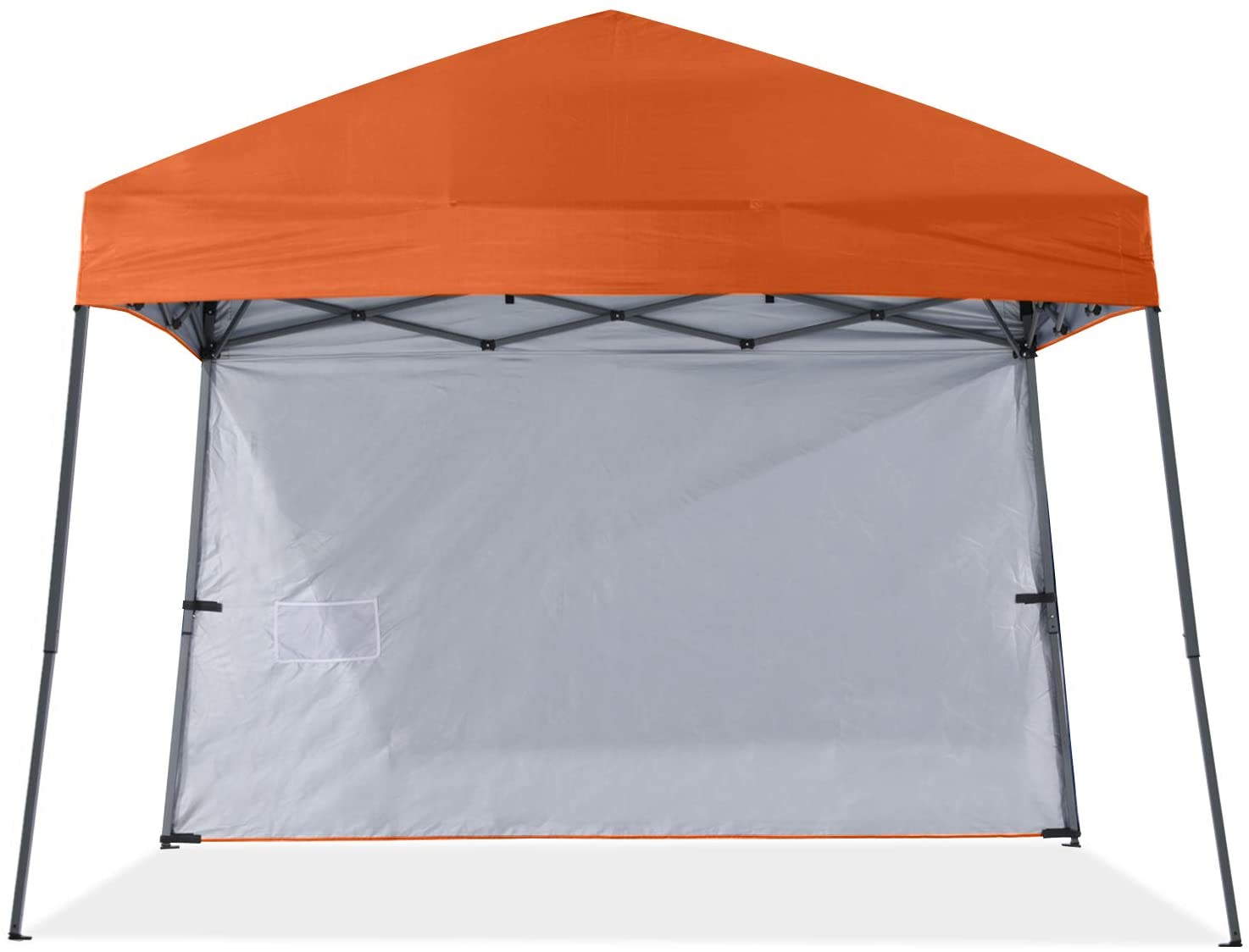 ABCCANOPY 8 ft x 8 ft Outdoor Pop up Slant Leg Canopy Tent with 1 Sun Wall and 1 Backpack Bag - Orange