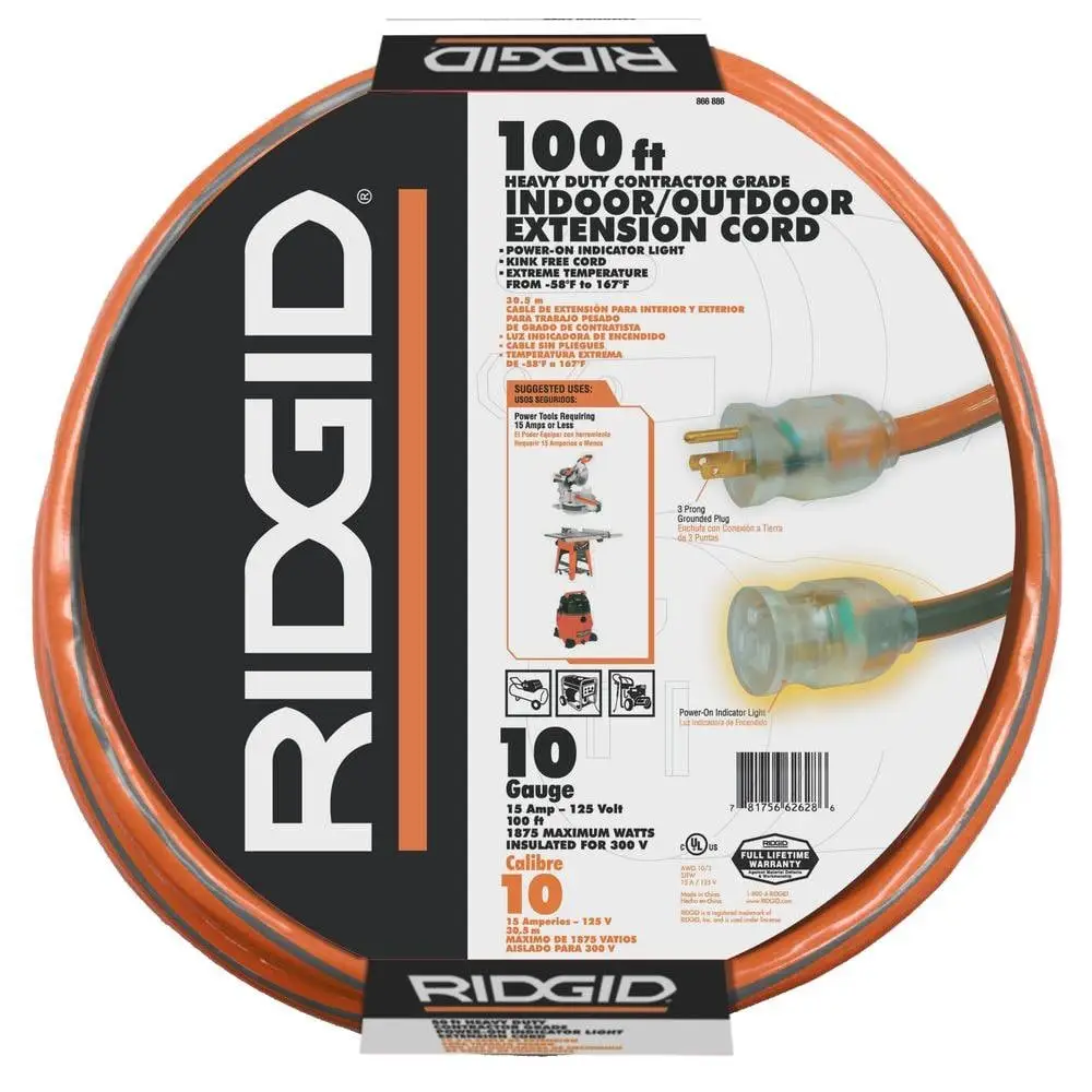 RIDGID 100 ft. 10/3 SJTW Extension Cord 68100RGD