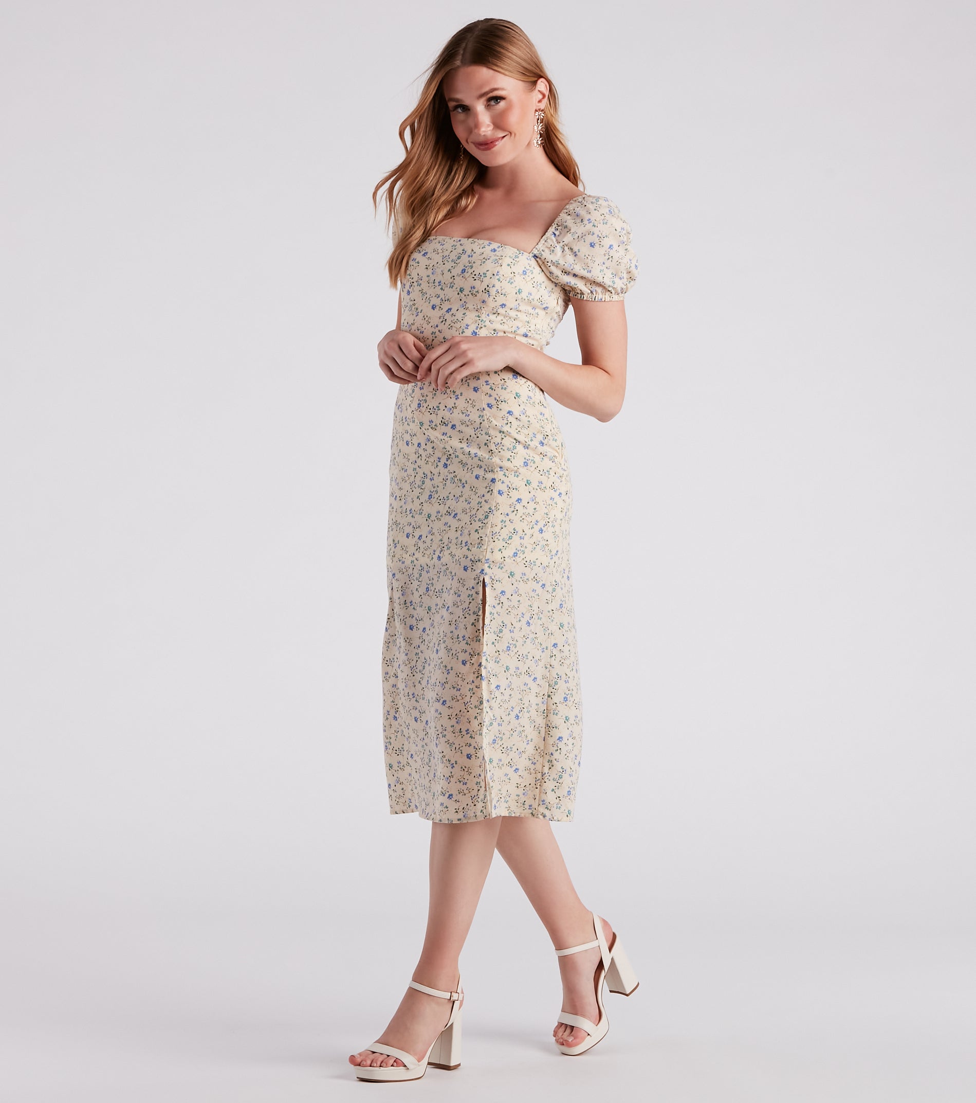 Spring Stroll Ditsy Floral Midi Dress