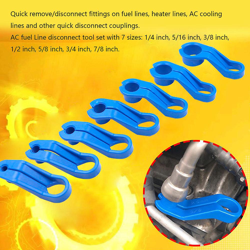 7pcs Car Auto Ac Fuel Line Disconnect Tool Set Transmission Oil Cooler Line Removal Tools 1/4-7/8 Inch No.308019