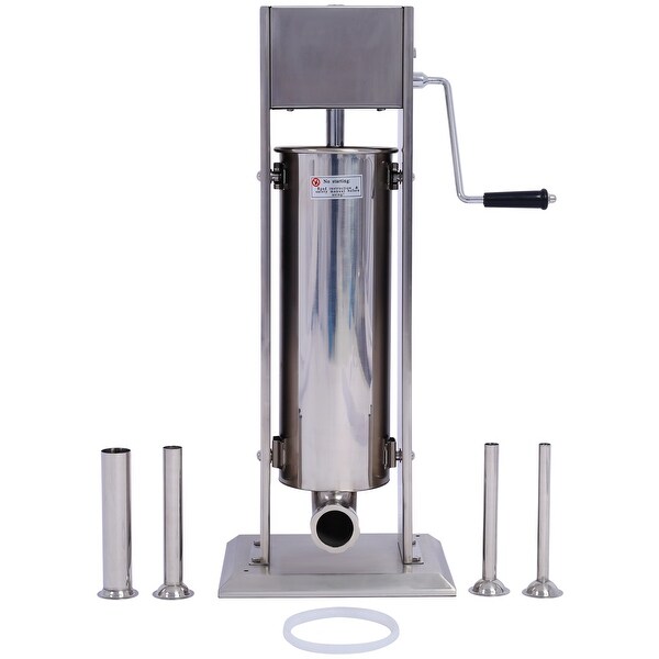 0.8-Gallon Stainless Steel Commercial Dual Speed Vertical Sausage Maker Meat Filler with 4 Stuffing Tubes - - 38053124
