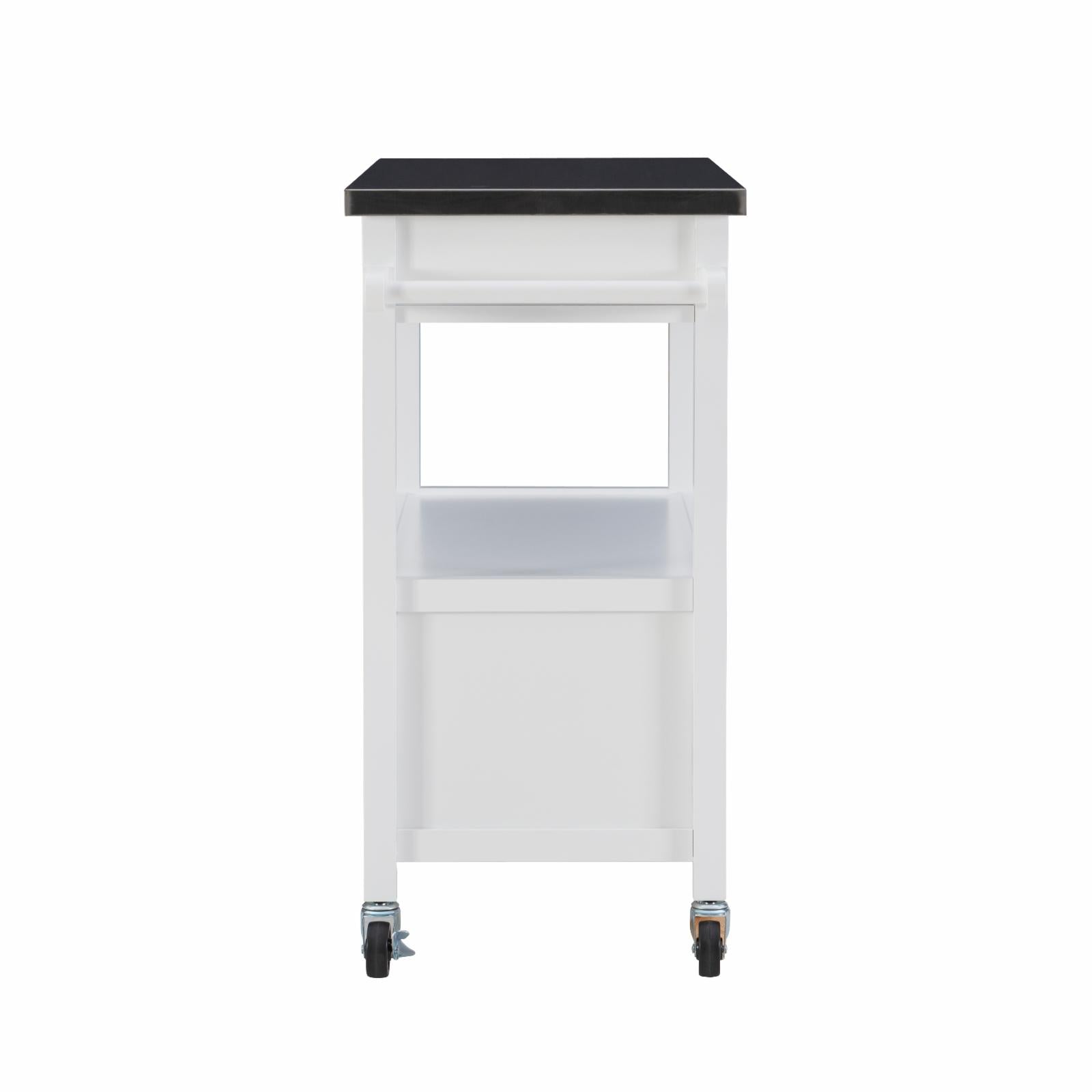 Linon Sydney 3-Drawer MobileKitchen Cart with Stainless Steel Top - White