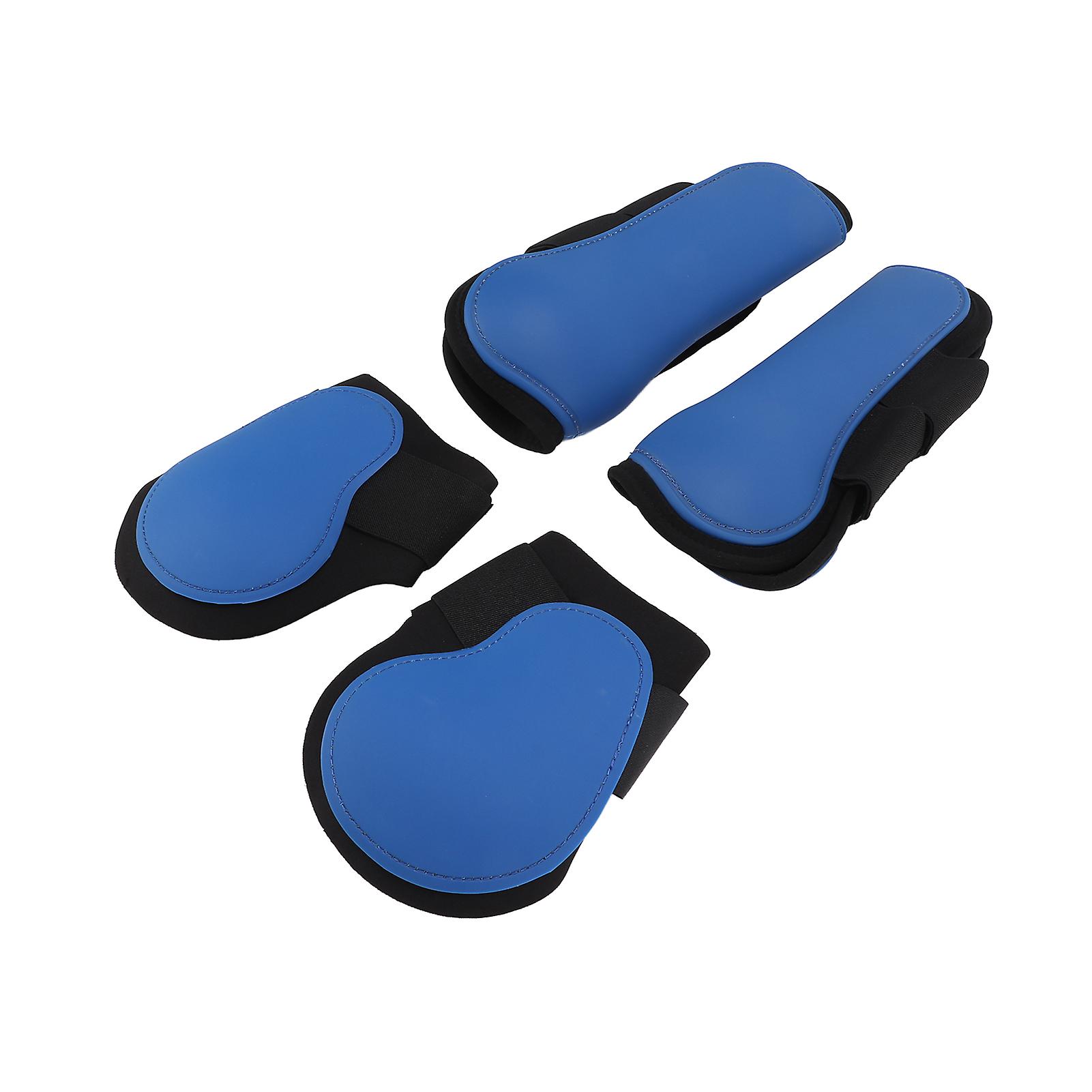 4pcs Horse Leg Boots Set Pu Horse Front And Rear Leg Brace Guards With Cushioning Inner Pad For Tendon Protectionblue Set L