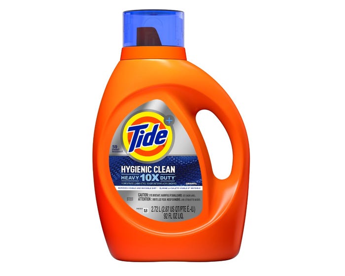 Tide Hygienic Clean Heavy 10x Duty Liquid Laundry Detergent， Original Scent， 92fl oz.， HE Compatible