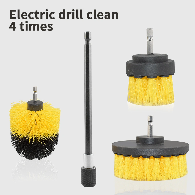 Electric Drill with (4pcs) Brush Scrubber Set, Auto Tires Cleaning Tools For Bathroom Tile Kitchen