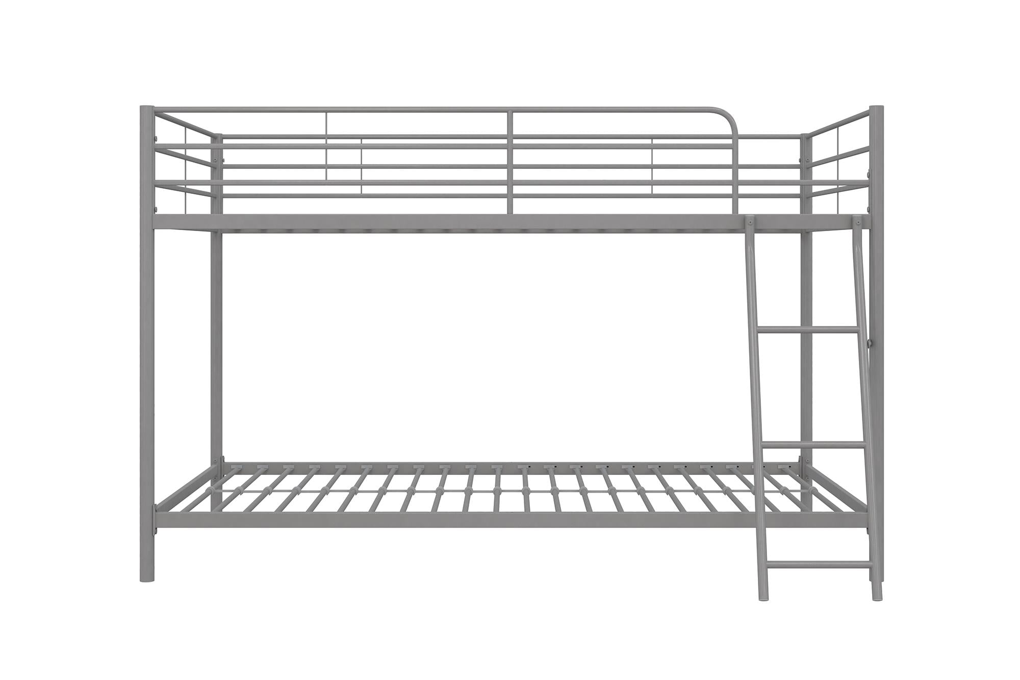 Mainstays Small Space Junior Twin over Twin Metal Bunk Bed, Silver