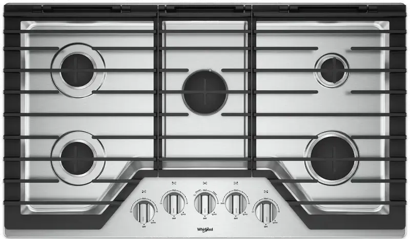 Whirlpool 36 Inch Gas Cooktop with AccuSimmer Burner - Stainless Steel