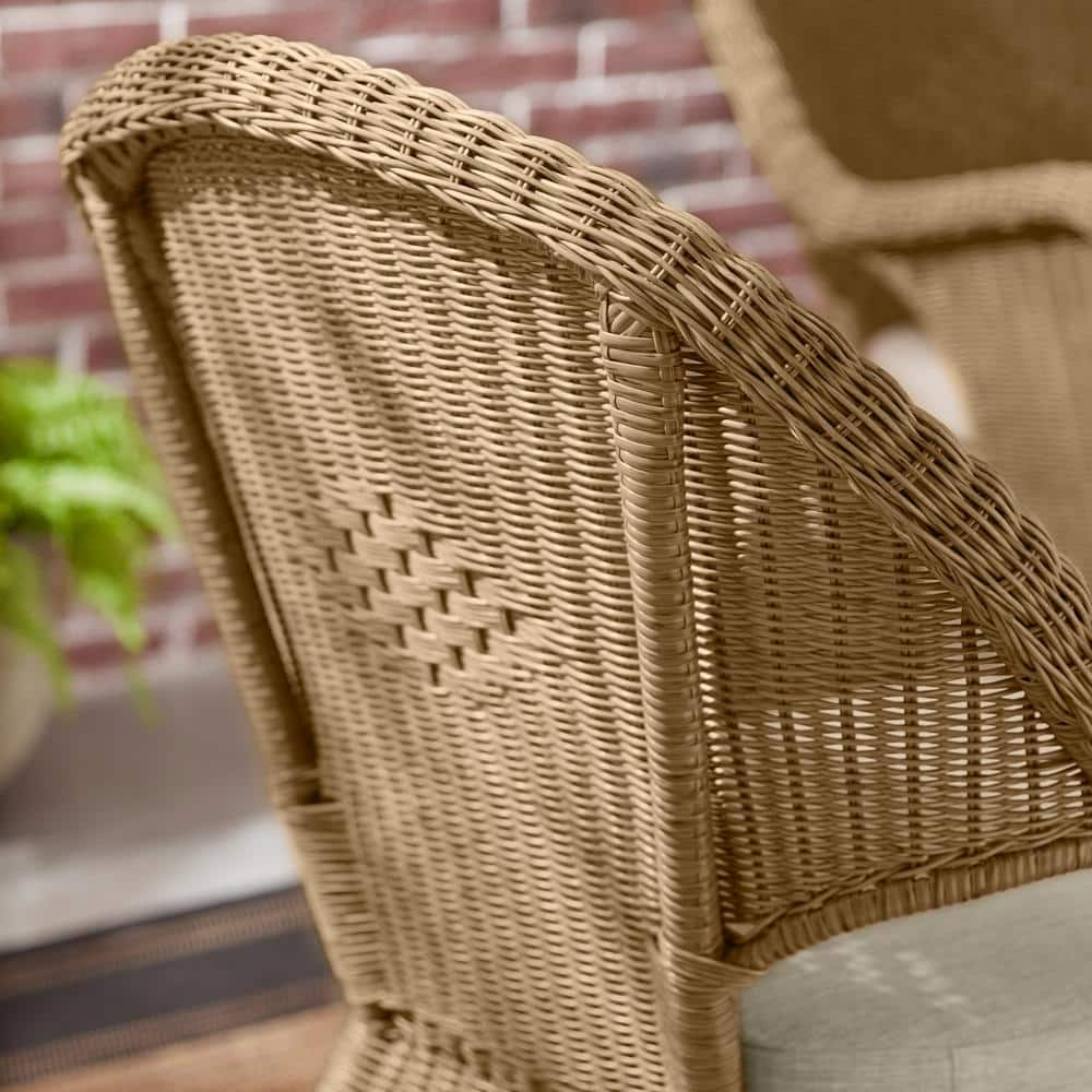 Hampton Bay Rosemont Light Brown Steel Wicker Stackable Outdoor Patio Lounge Chair with Putty Tan Cushion 65-91-1BR-996