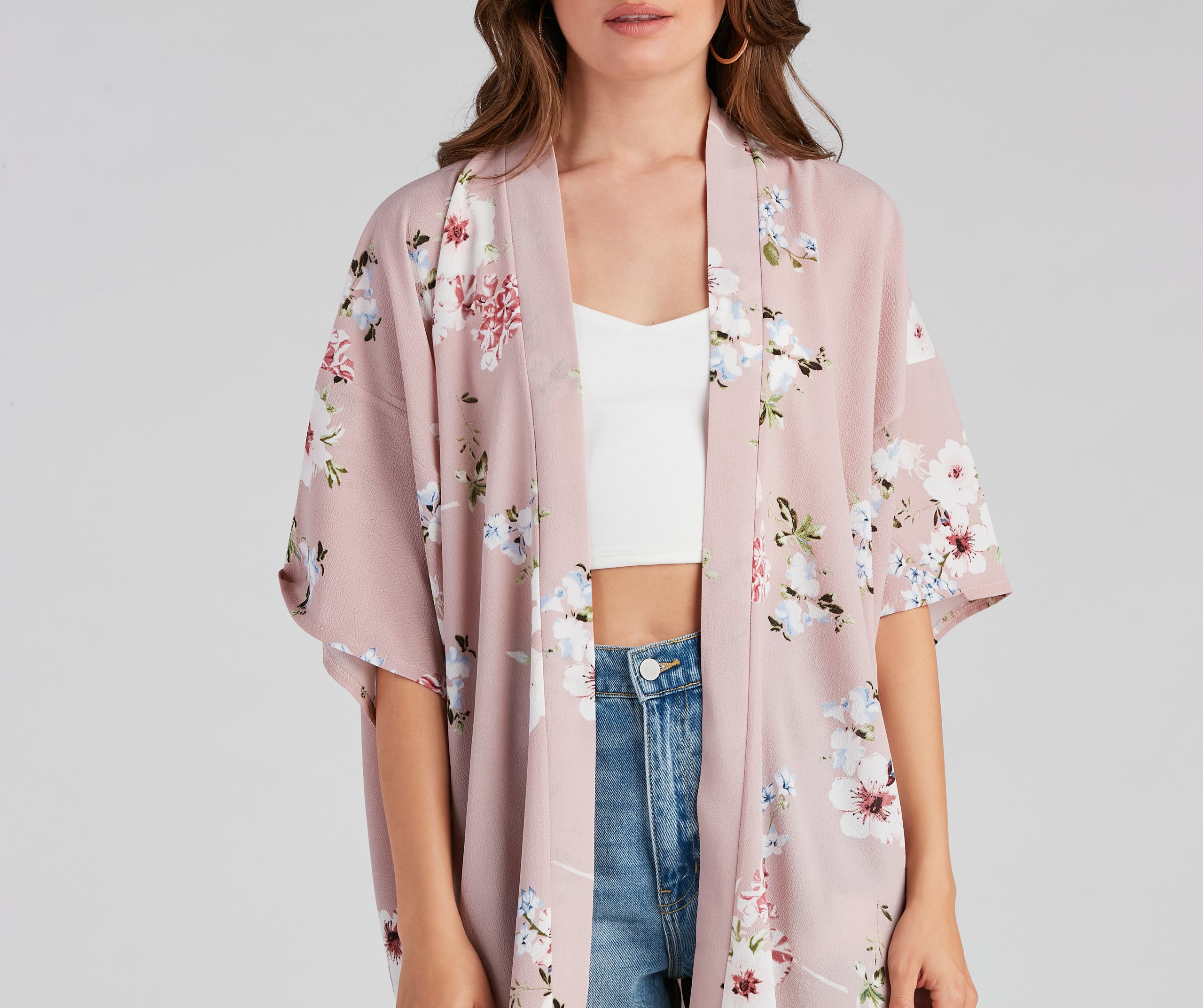 Blissful Blooms Crepe Floral Kimono