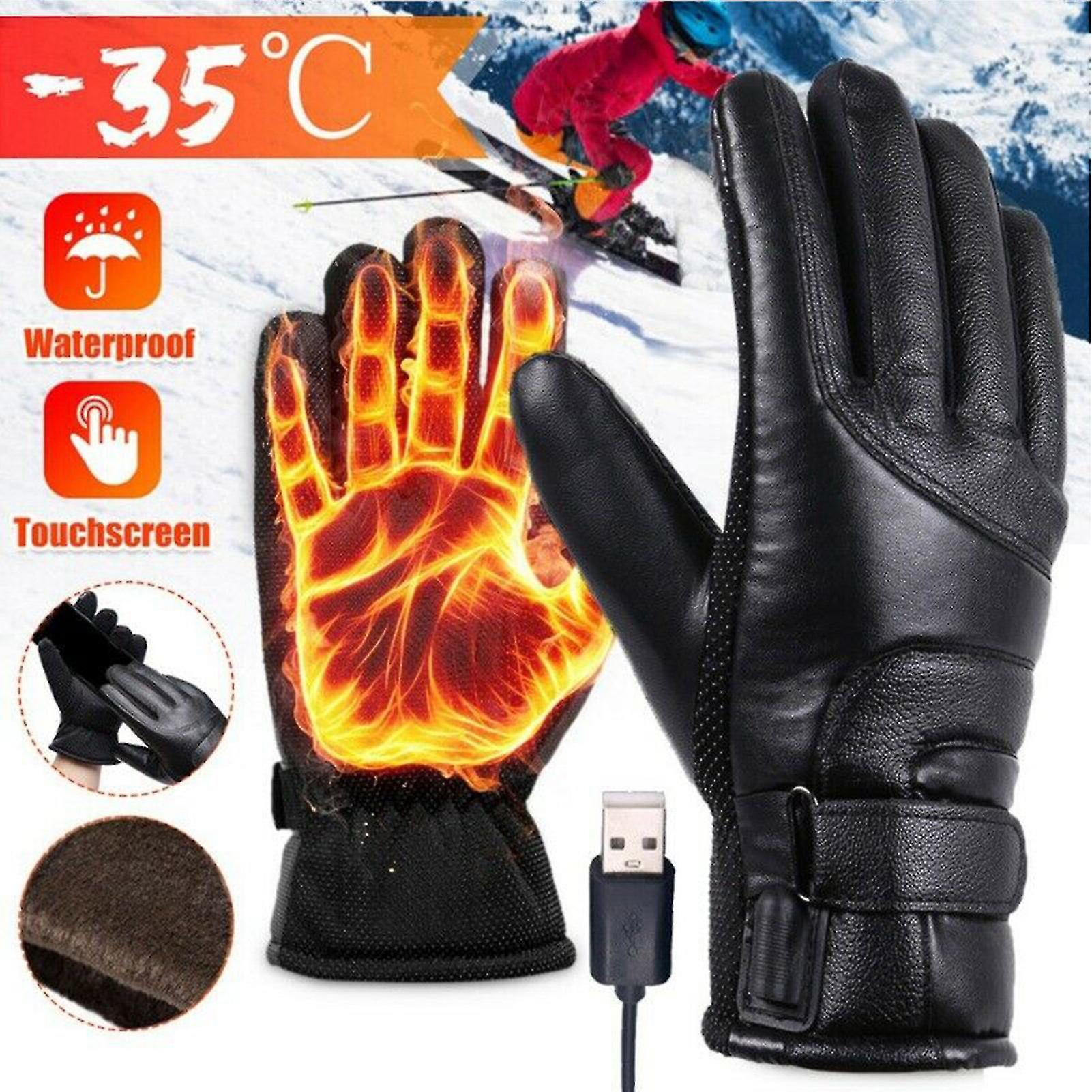 Electric Usb Heated Gloves Touchscreen Compatible Fleece For Outdoors Walking Motorcycle Bike