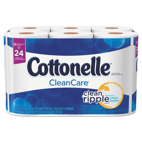 Cottonelle Clean Care Bathroom Tissue， Septic Safe， 1-Ply， White， 170 Sheets/Roll， 48 Rolls/Carton (12456)