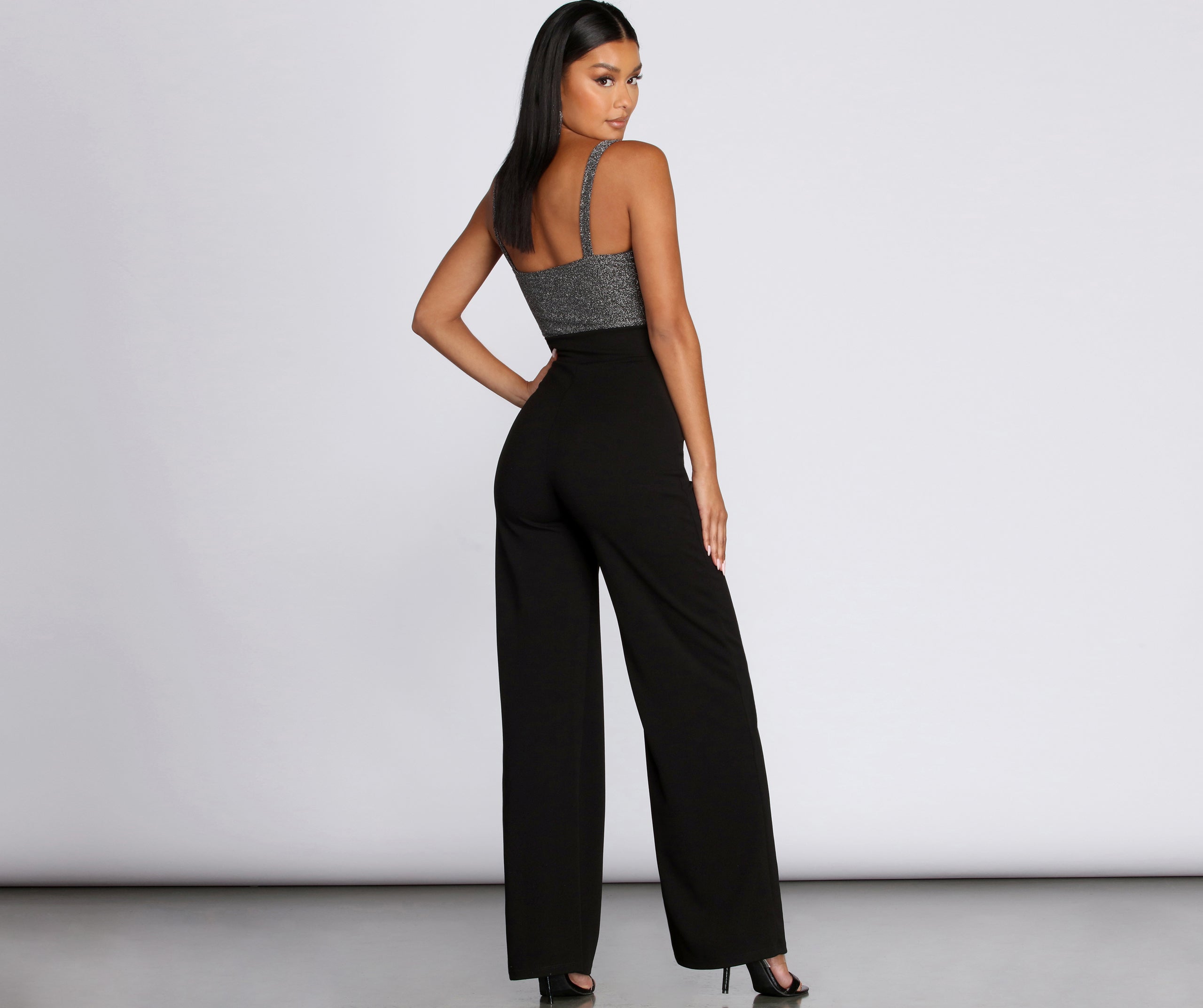 Glitter Twist Front Jumpsuit