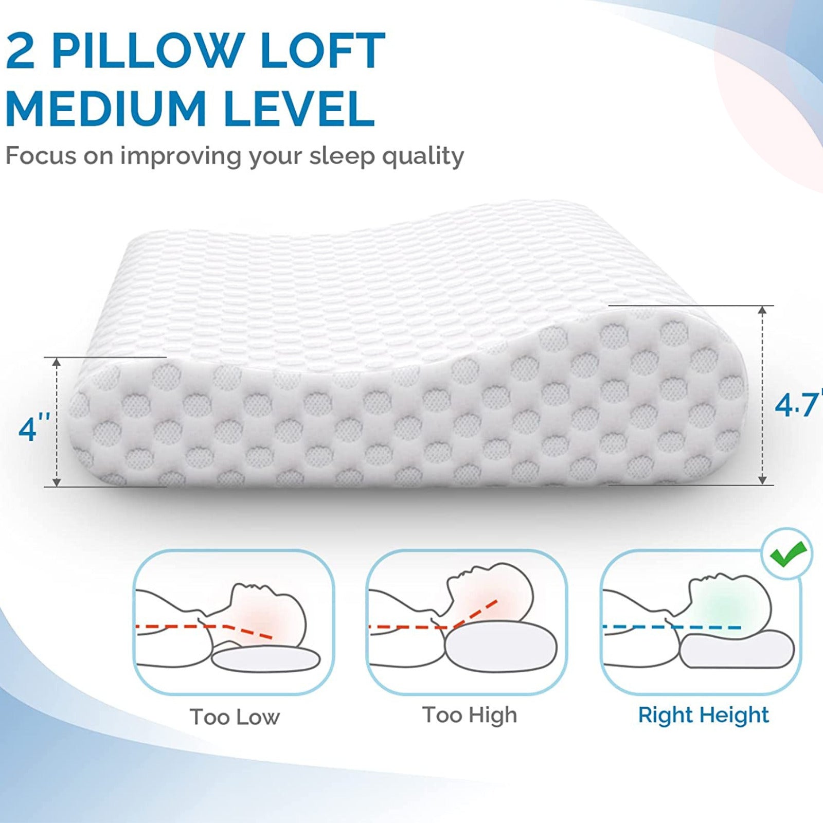 Cervical Bed Contour High Density Memory Foam Pillow Comfortable Sleep
