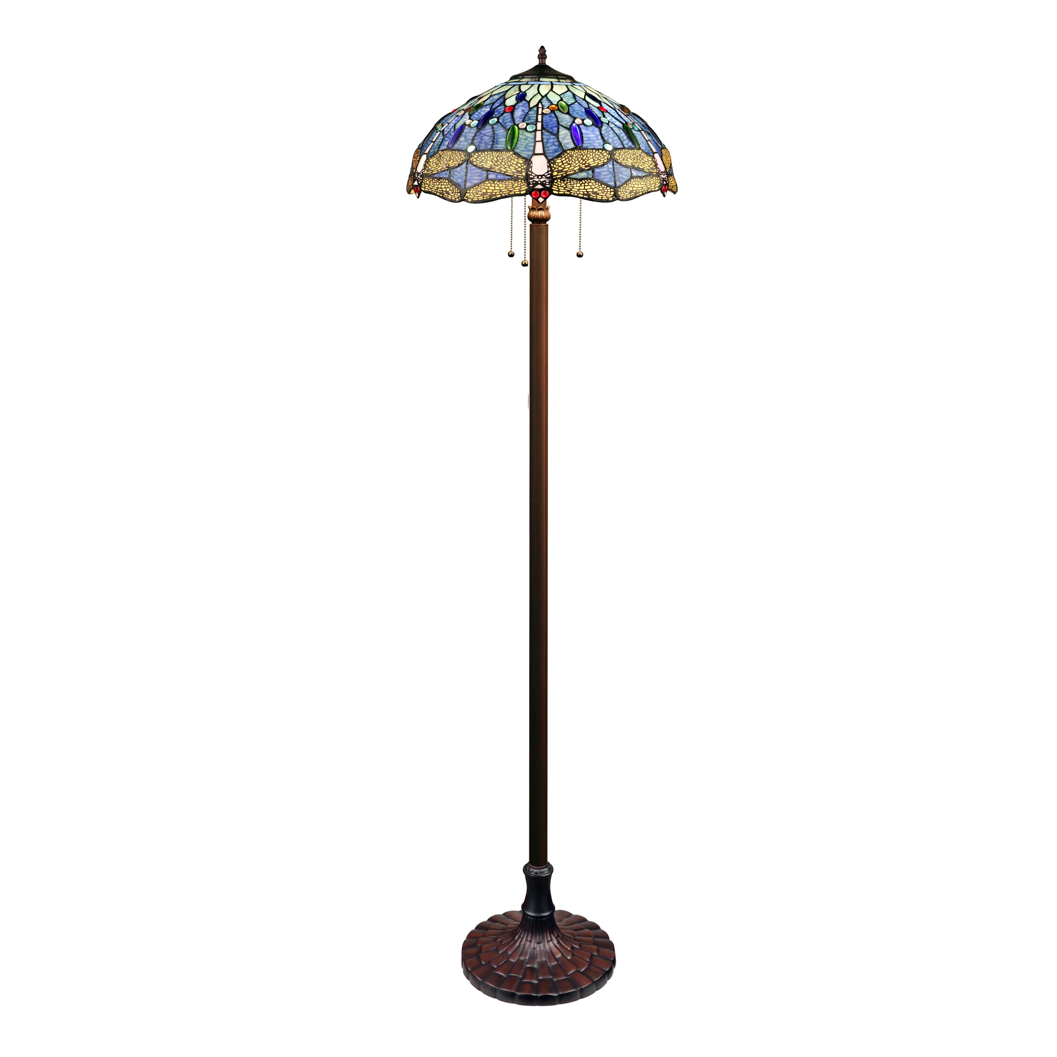 -Style Dragonfly Design Dark Bronze Floor Lamp - Dark Bronze