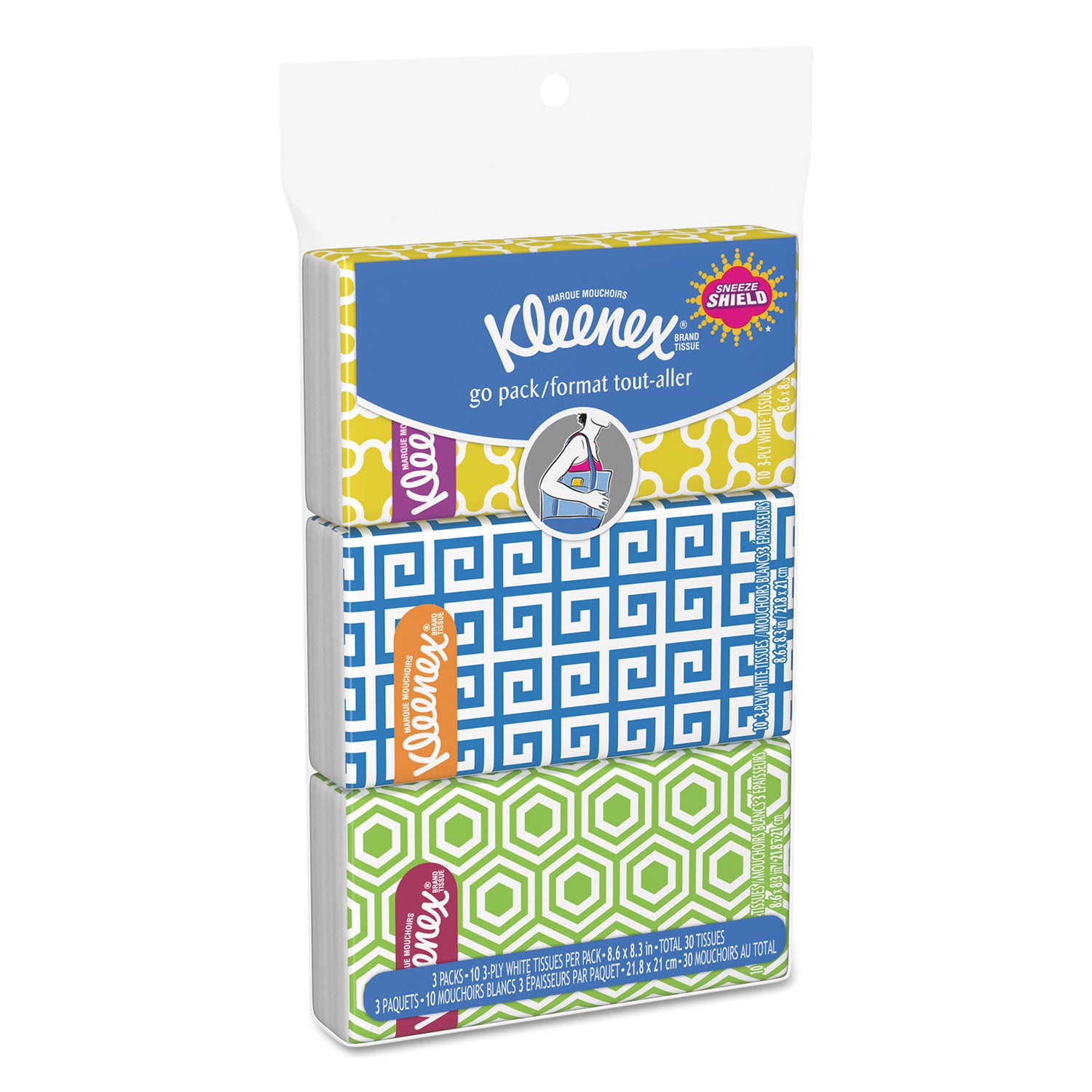 On The Go Packs Facial Tissues， 3-Ply， White， 10 Sheets