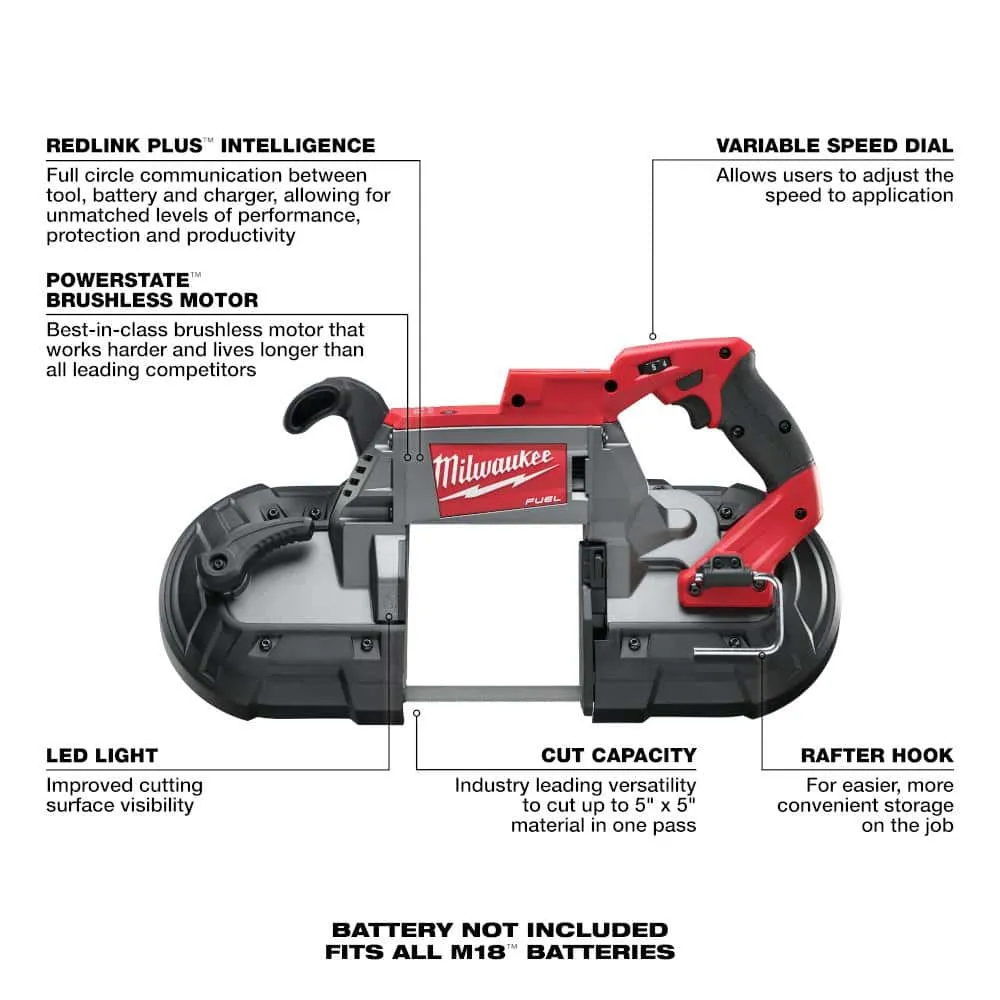 Milwaukee M18 FUEL 18-Volt Lithium-Ion Brushless Cordless Deep Cut Band Saw with HIGH OUTPUT 8.0 Ah Battery 2729-20-48-11-1880