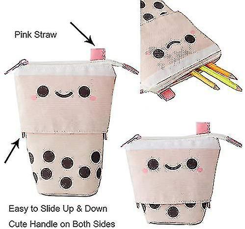 Adjustable Pink Pencil Case For Students Canvas Office Supplies