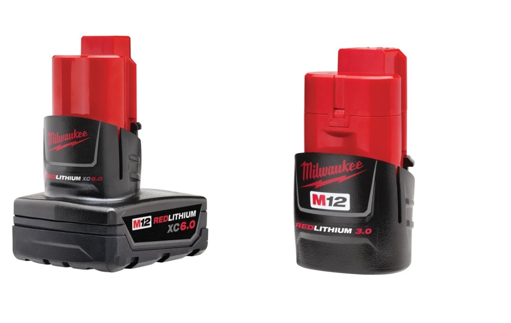 Milwaukee M12 REDLITHIUM XC 6Ah Extended Capacity and 3Ah Compact Battery 2pk Bundle