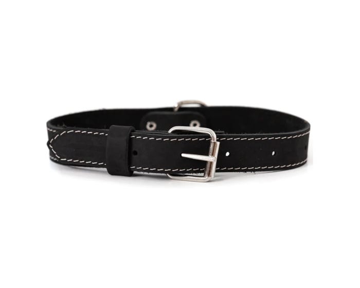 Euro Dog Soft Leather Dog Collar Adjustable Buckle， Black， X-Small - TXSBL