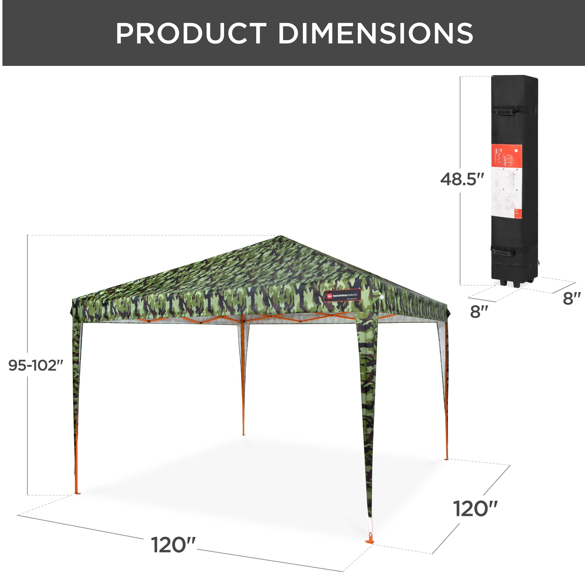 Best Choice Products 10x10ft Outdoor Portable Adjustable Instant Pop Up Gazebo Canopy Tent w/ Carrying Bag - Camo