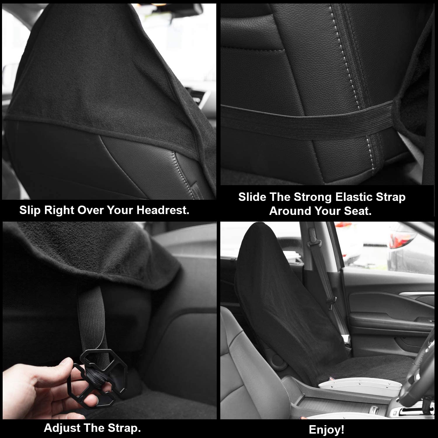 Lebogner Car Seat Towel Cover for Post Gym Workout， Running， Swimming， and Hiking， 2 Pack Universal Fit Anti-Slip Waterproof Sweating Bucket Seat Protector for Cars， SUVs and Trucks