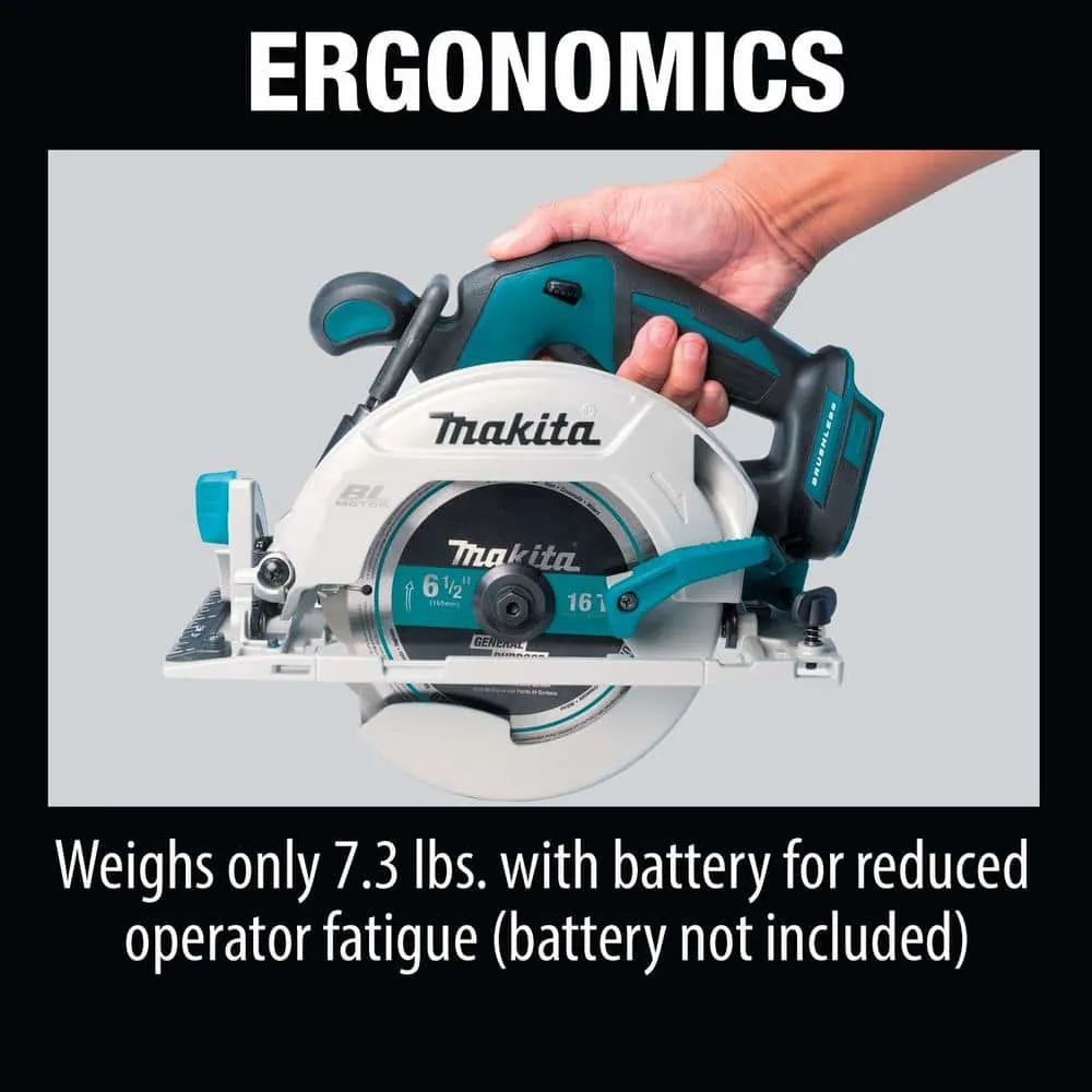 Makita 18V LXT Lithium-Ion Brushless Cordless 6-1/2 in. Circular Saw with Electric Brake and 24T Carbide Blade (Tool-Only) XSH03Z