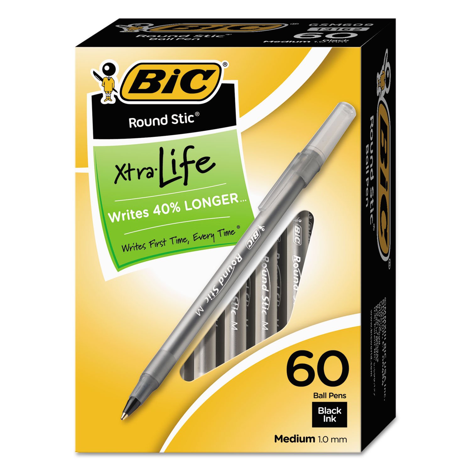Round Stic Xtra Life Ballpoint Pen Value Pack by BICandreg; BICGSM609BK