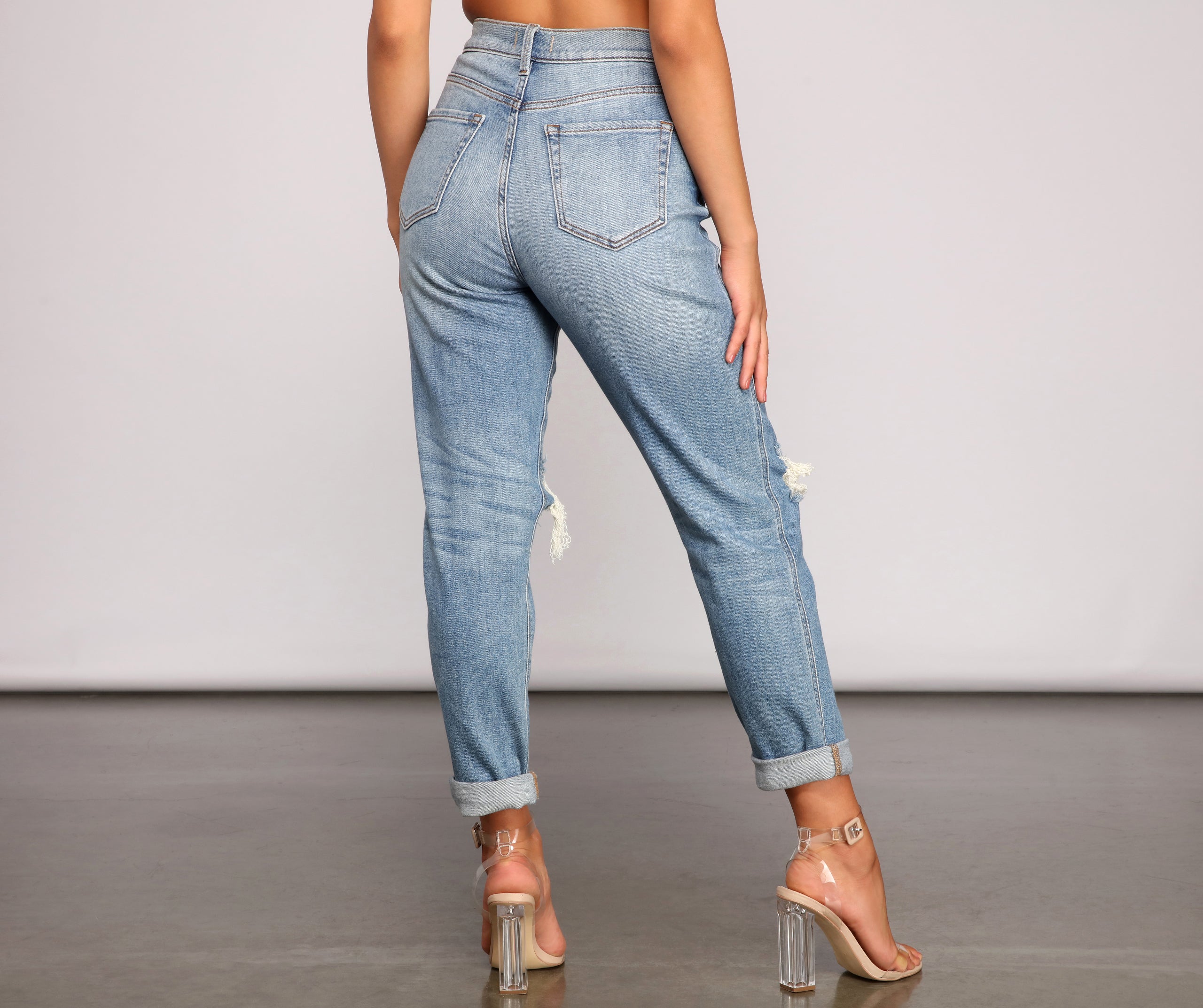 Rocky High-Rise Destructed Boyfriend Jeans