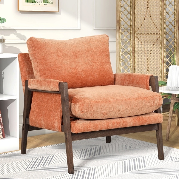 Modern Velvet Accent Chair，Leisure Chair with Solid Wood Frame