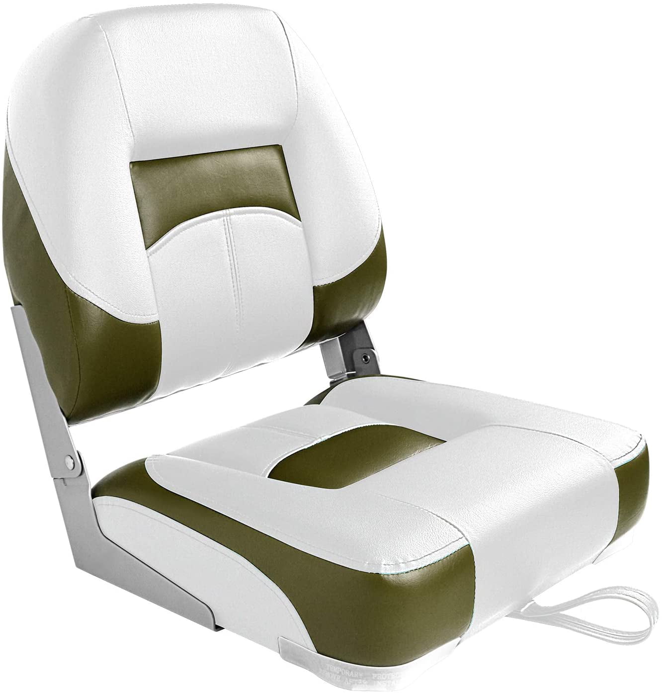 Leader Accessories New Elite Low Back Folding Fishing Boat Seat，White/Olive