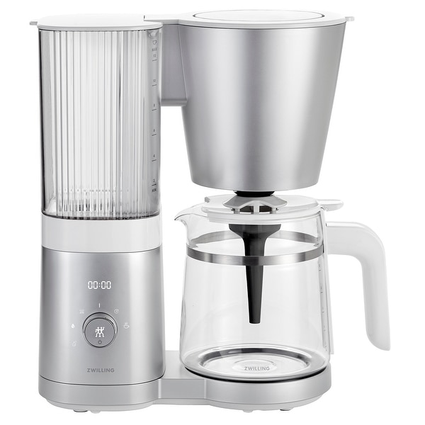 ZWILLING Enfinigy Glass Drip Coffee Maker 12 Cup， Awarded the SCA Golden Cup Standard， Silver - 3-qt