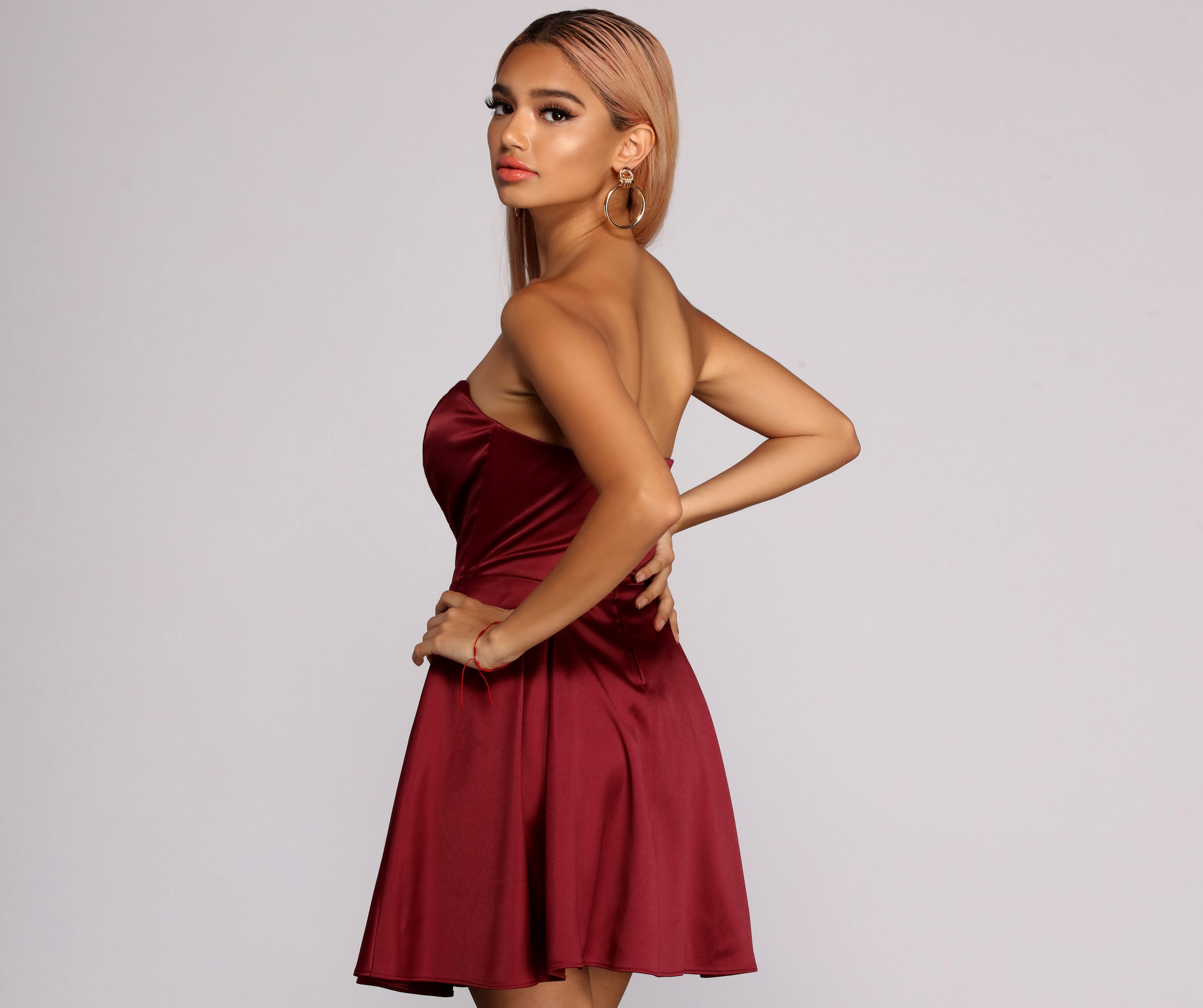 Paola Strapless Twill Party Dress