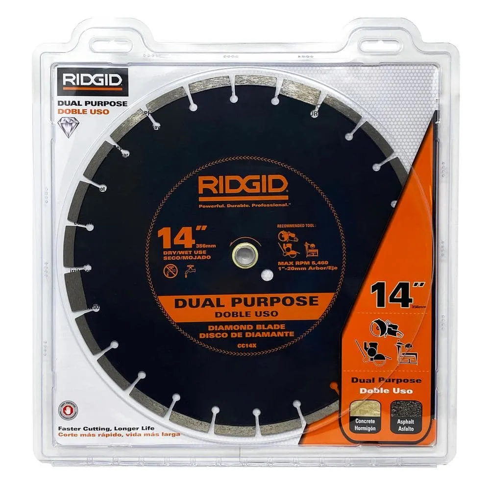 RIDGID 14 in. Dual-Purpose Walk-Behind Saw Diamond Blade HD-CC14X